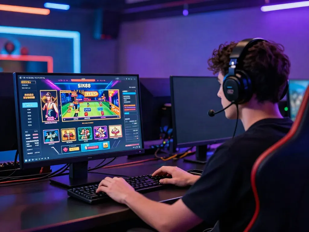 Engaged gamer enjoying a thrilling moment on SIN88, highlighted by immersive graphics and interactive elements.