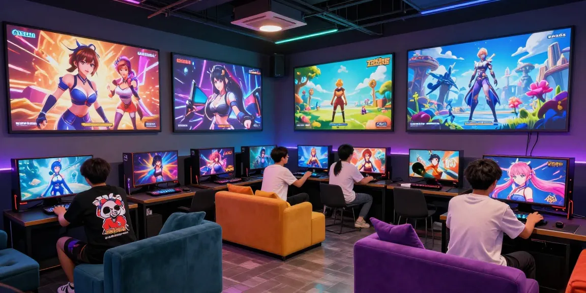 Engaged players enjoying diverse hentai games online in a vibrant gaming lounge.