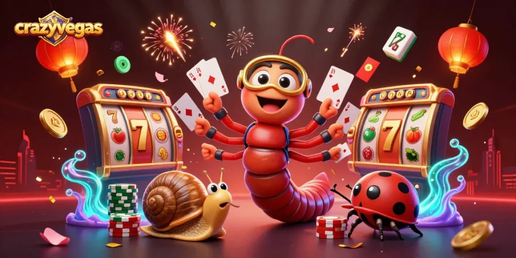 Experience the thrill of crazyvegas with dynamic 3D cartoon characters and vibrant casino elements.